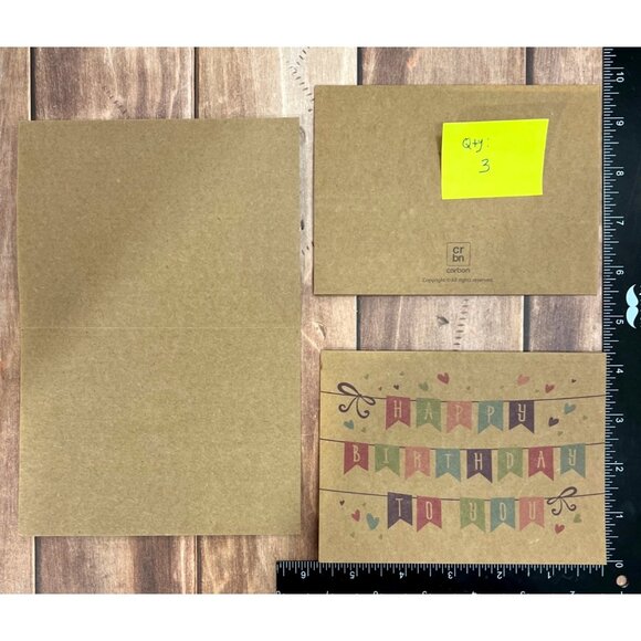 31 Brown Kraft Happy Birthday Cards Set With Envelopes & Stickers - Picture 4 of 7